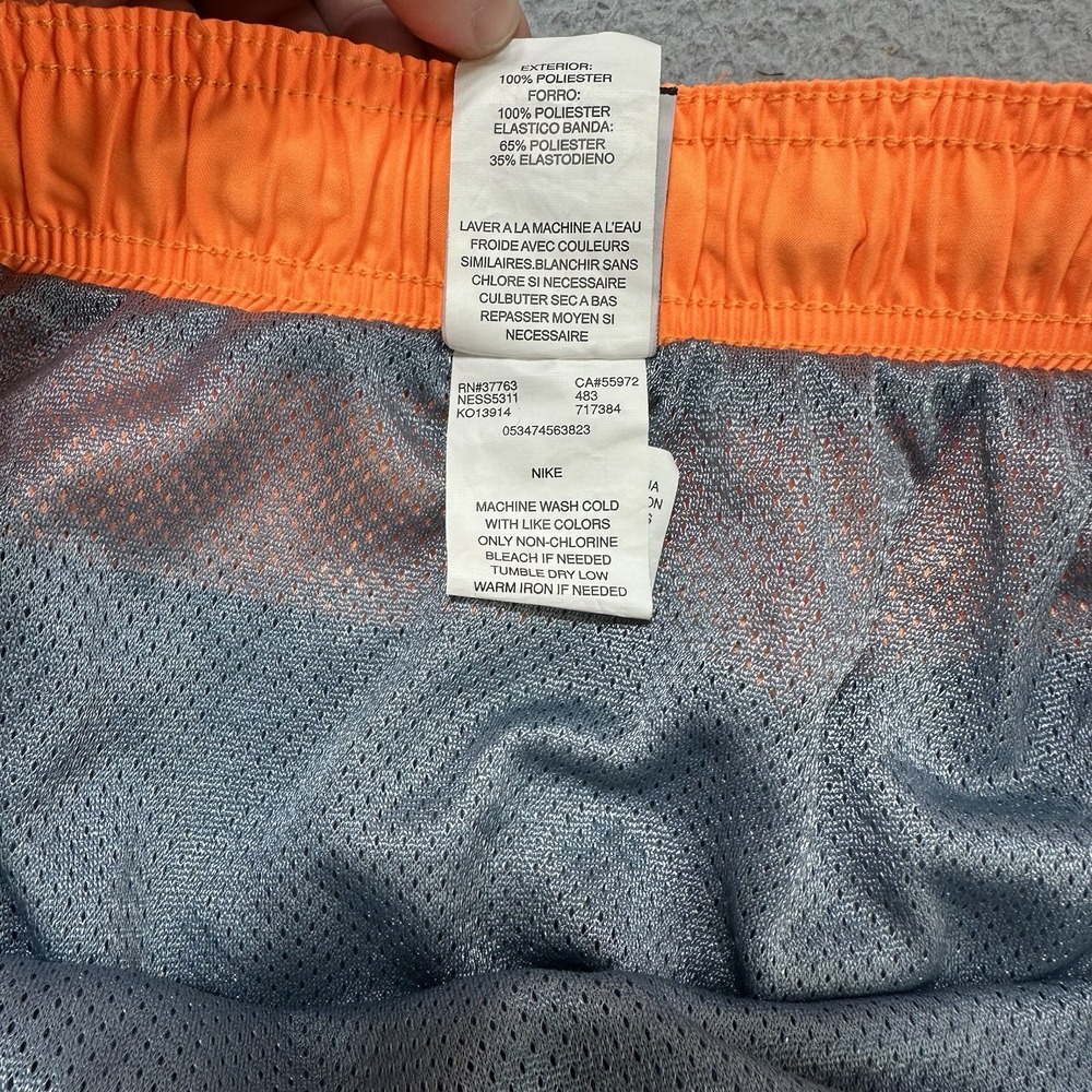 Nike Shorts Mens XXL‎ 2XL Gray Orange Lined Stash Pocket Drawstring Board Shorts - Picture 5 of 14